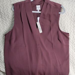 NIC+ZOE Purple Sleeveless Wrap Blouse